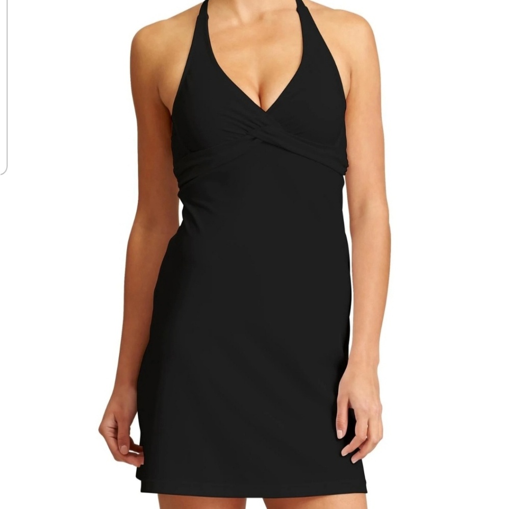 Athleta tie back halter swim dress